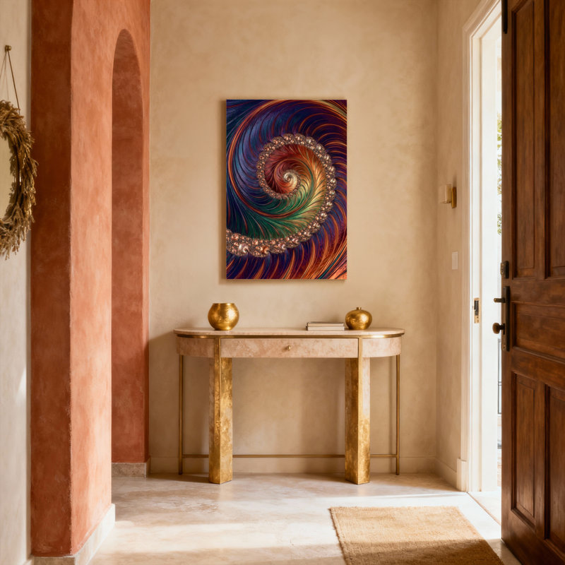 «Spiral Fractal», art abstrait sur toile tendue sur toile, ensemble de 1, H 30 po x l 20 po