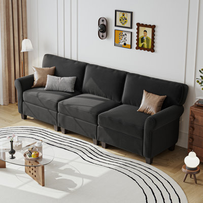 94-Inch 3-Seater Corduroy Sofa With Deep Seats, Thick High-Rebound Sponge, Removable Cushions, And Sturdy Composite Board+Solid Wood Frame For Modern Living Spaces