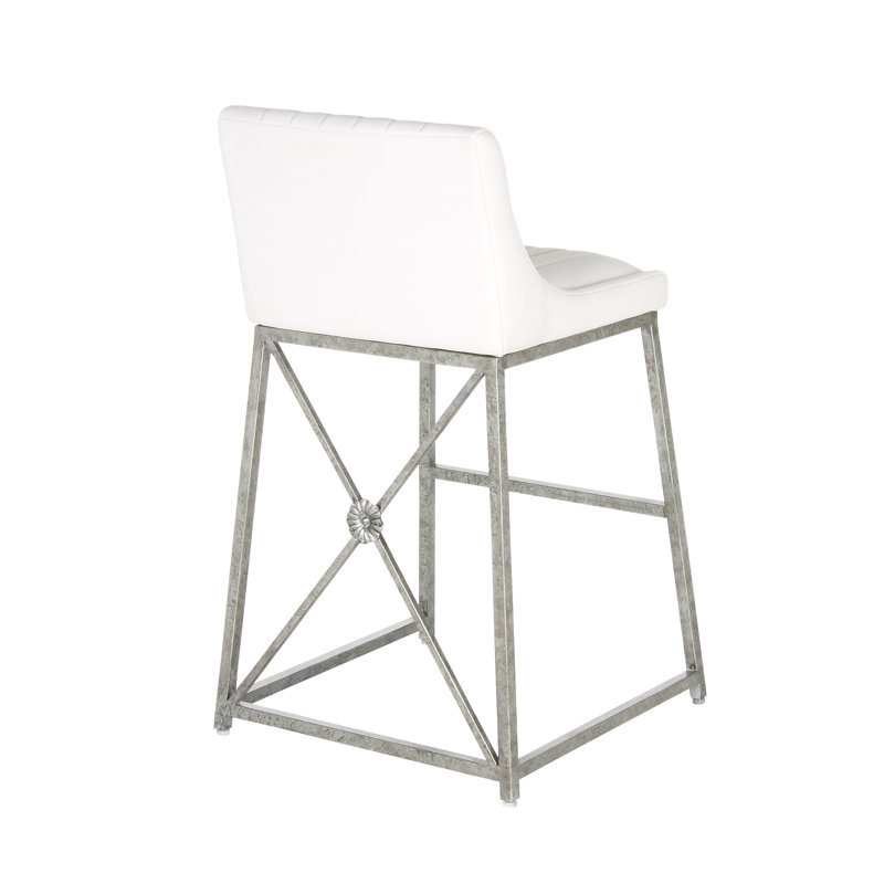 Medallion Stool, White, Royal Silver, Counter Stool (26'' Seat Height)