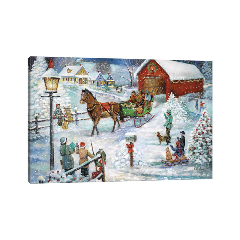 «Sleigh Ride» par Ruane Manning - reproduction d'art, H 32 po x l 48 po x P 1,5 po, Toile tendue, Aucun mat