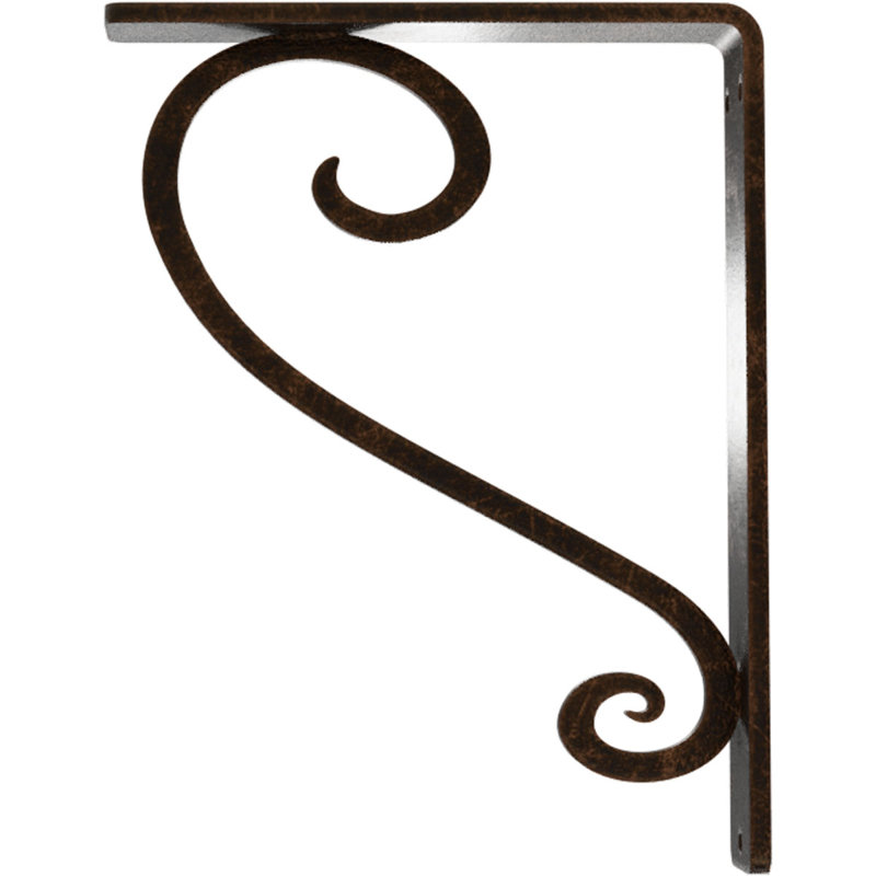 1 1/2"W x 5 1/2"D x 8"H Edwards Wrought Iron Bracket, (Single center brace), Antiqued Bronze, 8" H x 1.5" W x 5.5" D