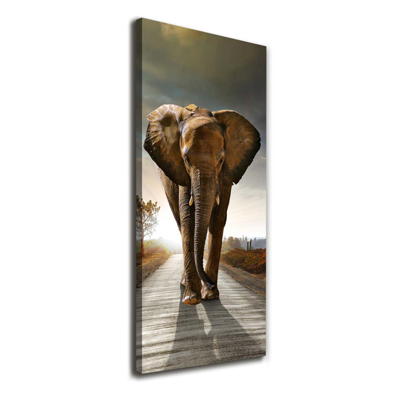 Strolling Elephant - Wrapped Canvas Print