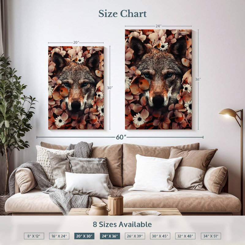 Loup botanique Brampt, H 36 po x l 24 po