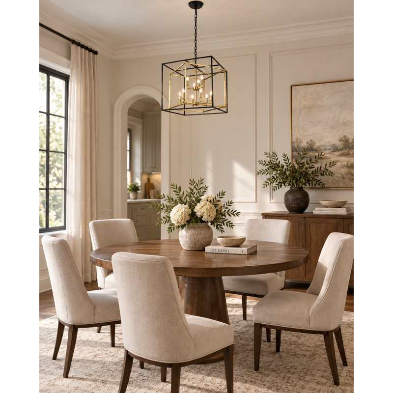 9-Light Black And Gold Iron Frame Chandelier