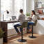 Swivel Adjustable Height Bar Stools, Faux Leather Upholstered Counter Stools, Modern Pub Stools-1873516382