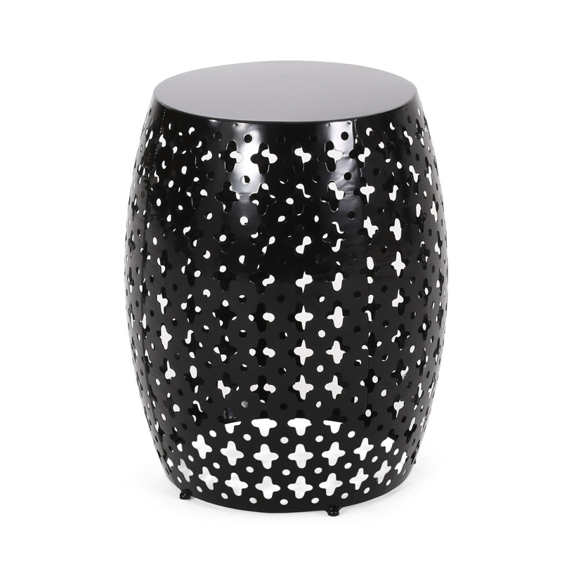 Metal End Table - Chic Iron Cut, 16.17"X16.17"X19.9", No Assembly, Stable, Black Elegant Side Modern Powder-Coated Frame, 16.50" W X 20.50" H D