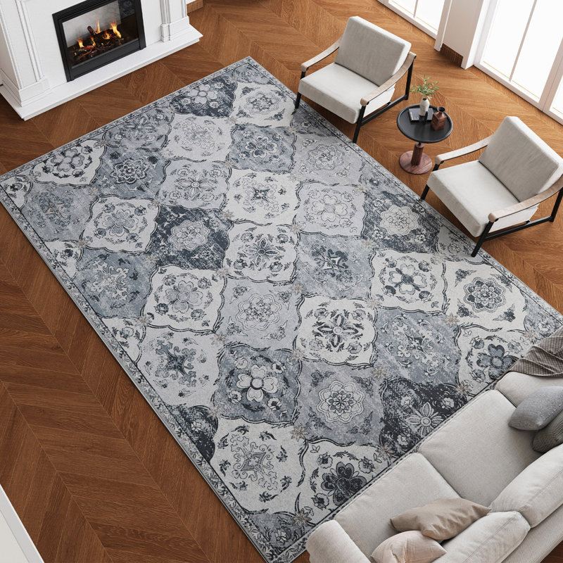 Tapis oriental à motif floral Lived, Rectangle 4 pi x 6 pi