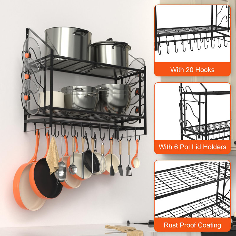 Metal Rectangle Wall Mounted Pot Rack
