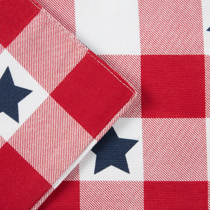 MARTHA STEWART Americana Star Gingham Plaid Table Runner, Red/White/Blue