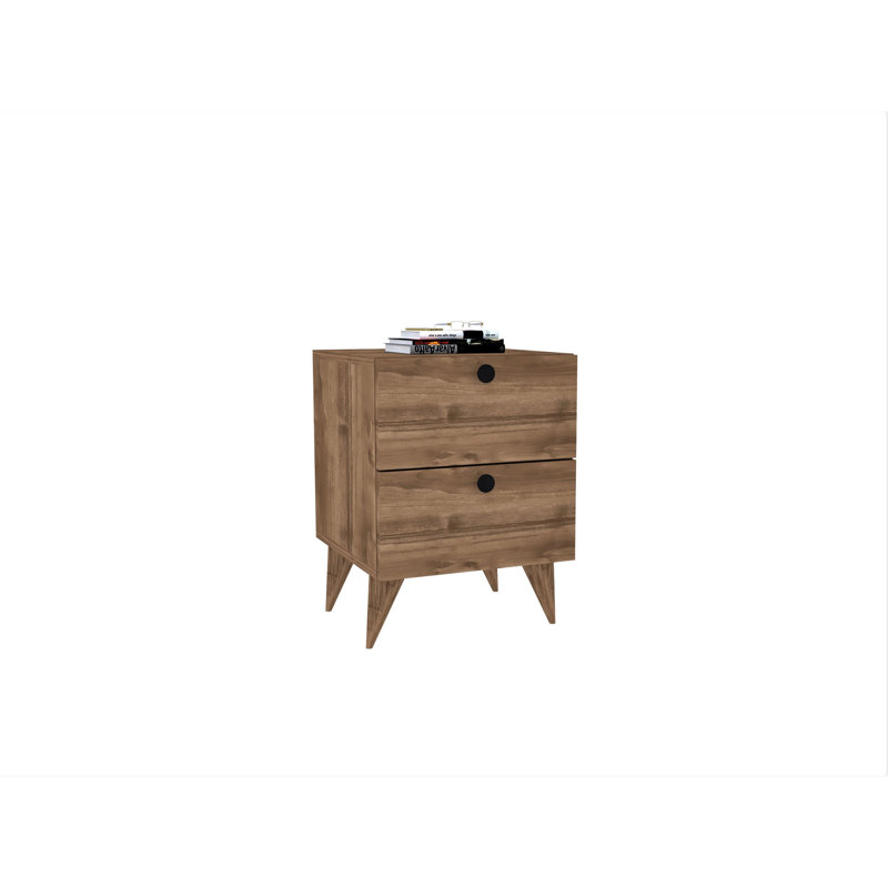 Table de chevet 2 tiroirs Orinda, Brun