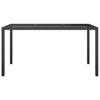 Garden Table Brown Tempered Glass&Poly Rattan Patio Table Multi Colours