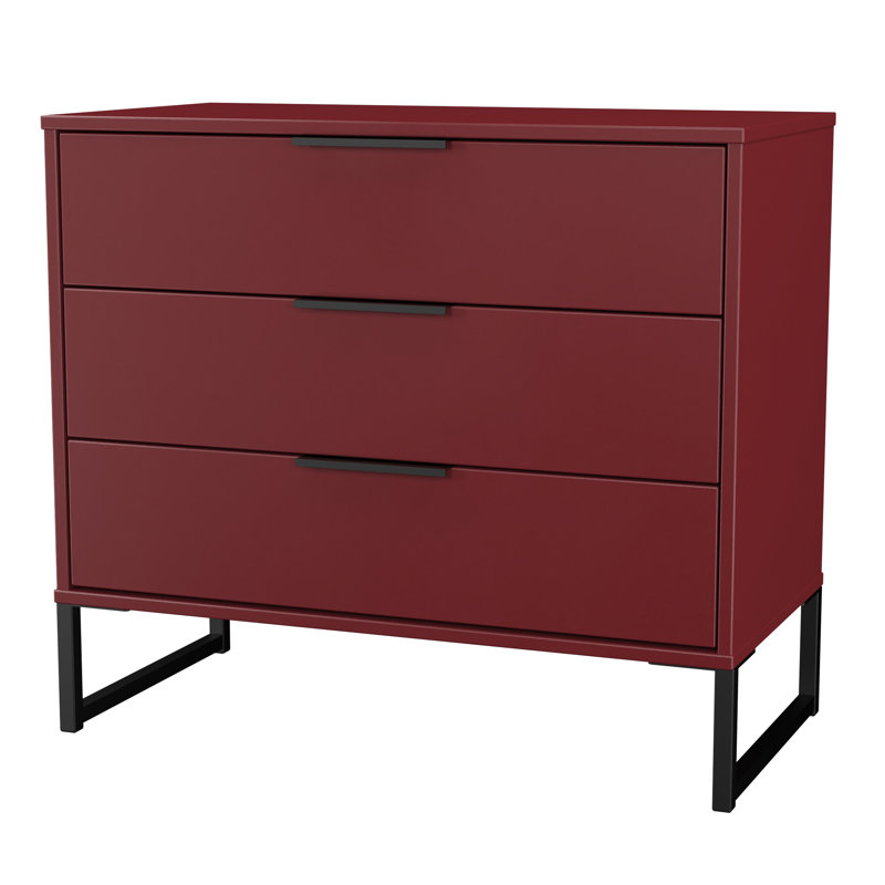 Bisceglia 77cm W 3 - Drawer Chest of Drawers, Red