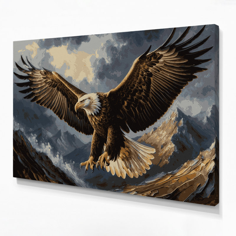 Birds Golden Eagle Gray Canvas Wall Art, 12" H x 18" W