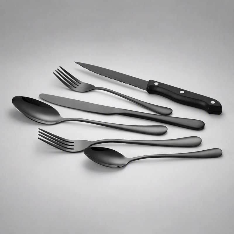 Ménagère 48 pièces en acier inoxydable pour 8 personnes, vaisselle durable et élégante pour tous les jours et les occasions spéciales.