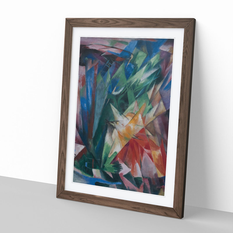 Birds by Franz Marc - Picture Frame Graphic Art, 65cm H x 48cm W x 2cm D, Walnut