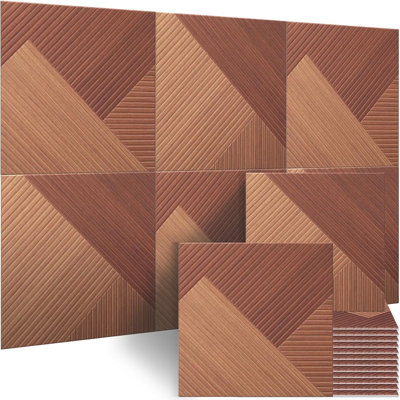 Paquet de 6 panneaux muraux auto-adhésifs insonorisants - Grands panneaux sonores à motif en bois de 70,8 po x 47,2 po, panneaux insonorisants décoratifs à losanges profonds pour studio, bureau personnel et réduction du bruit