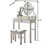 Wood Moniya Makeup Vanity Table and Stool Set, Blue-1128384825