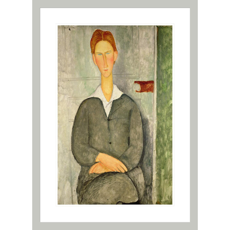 «Young boy with red red» par Amedeo Modigliani - Reproduction giclée encadrée, H 29,5 po x l 21,22 po
