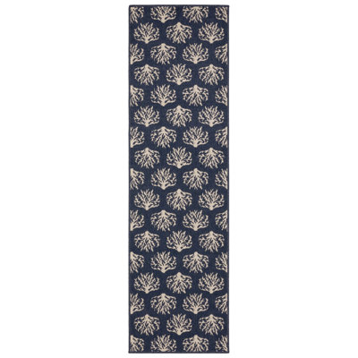 Aganlane Coastal Coral Navy/ Ivory Indoor/Outdoor Area Rug