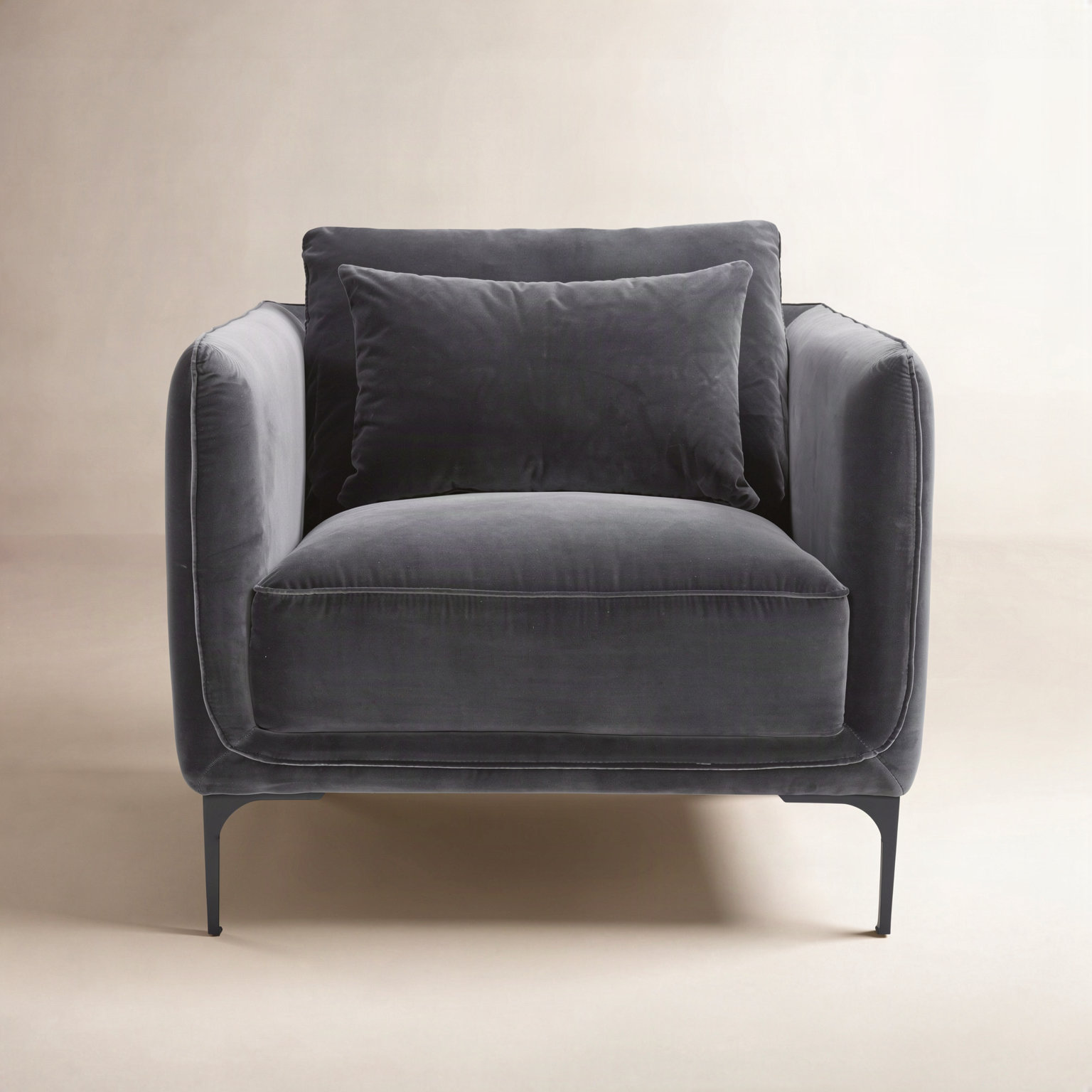 Rae Upholstered Armchair, Gray Velvet