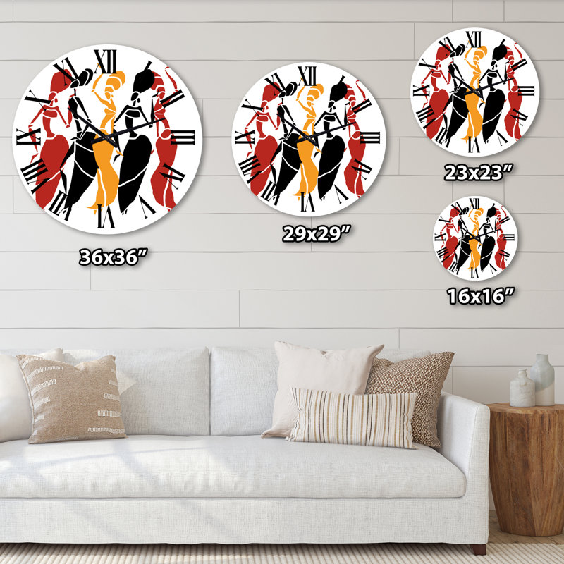 Beautiful Dancers Afro American Silhouettes - Horloge murale moderne, Très petit