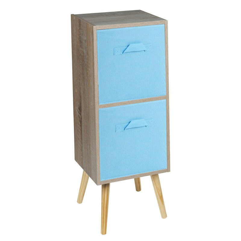 Melvyn 75cm H x 30cm W Wood Cube Bookcase, Antique Oak/Sky Blue/White