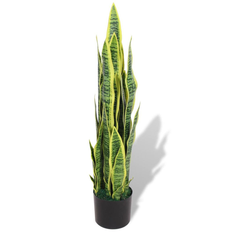 Faux Snake Plant (Sansevieria) Plant in Wood Pot, 65cm H x 14cm W