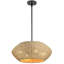 Lustre géométrique en rotin tropical 4 lumières 20 pouces avec finition noire et hauteur réglable