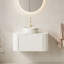 Meuble-lavabo 30 po, armoire de salle de bain en contreplaqué rayé à bords arrondis avec tiroir, vasque en céramique blanc mat et plateau en pierre frittée, pré-assemblé, couleur blanche