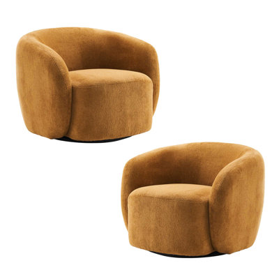 Coheman Upholstered Boucle Swivel Barrel Chair