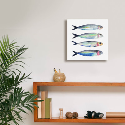 «Epine Graffiti» «Sardine Team 2» par Annie Warren, art mural sur toile, 12 po x 12 po