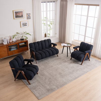 Calen 3-Piece Modern Upholstered Tufted Boucle Living Room Set