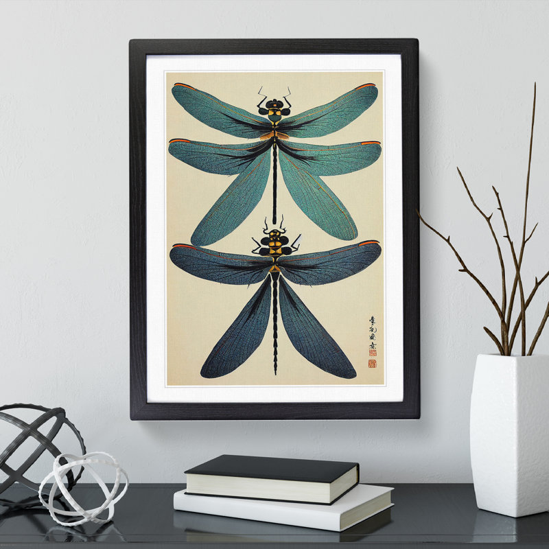 Precious Dragonflies - Wall Art, Black, 64cm H x 46cm W, Black Framed