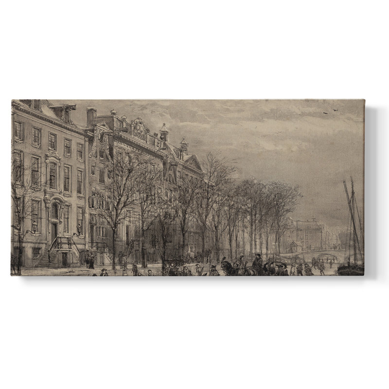 Paysage, série CCLXVI, toile tendue avec châssis, prête à être accrochée, H 17 po x l 33 po, Doré