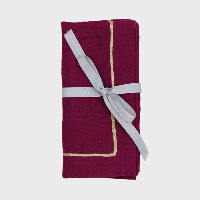 Linen Square Napkins, Damson
