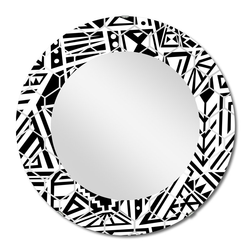 Monochromes triangulaires rectangulaires boho géométriques - miroir mural moderne, 24 po x 24 po