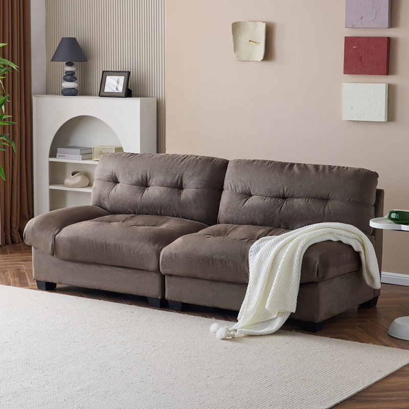 Causeuse en velours 80 po Cloud, Brun