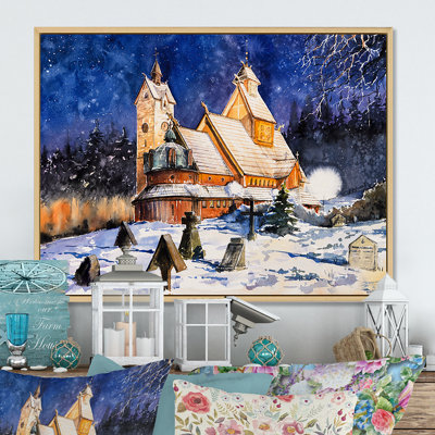 Cadre médiéval de Wang dans un paysage de neige - cadre flottant, reproduction sur toile