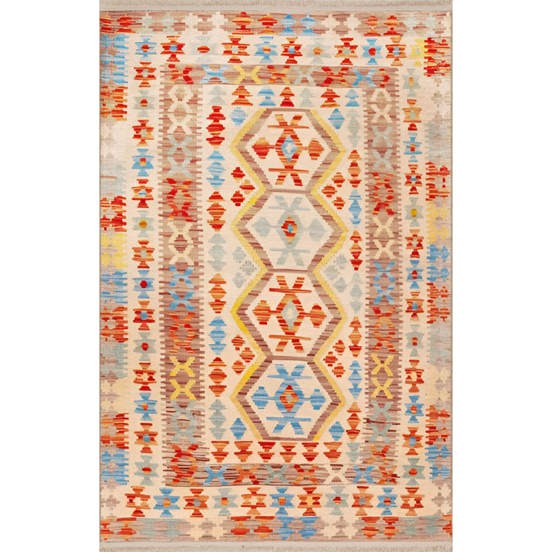 Tapis décoratif à motif traditionnel bleu et orange, Tapis de couloir 3 pi 3,37 po x 9 pi 10,11 po