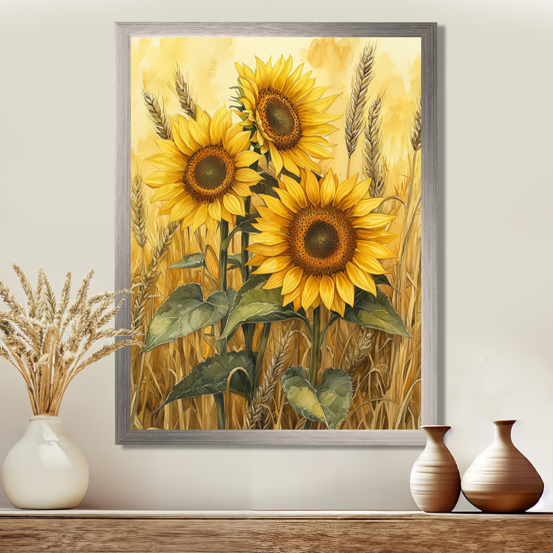 Dragica - impressions sur toile florales, H 32 po x l 16 po, Argent argent, Reproduction encadrée sans passe-partout