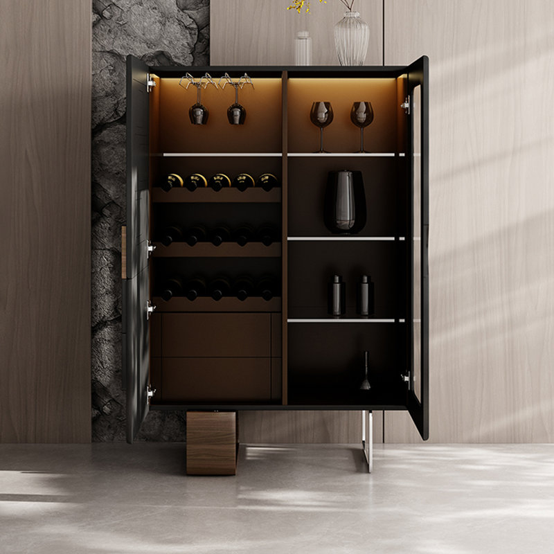 Vitrines en bois manufacturé noir, H 51,18 po x l 39,37 po x P 15,75 po