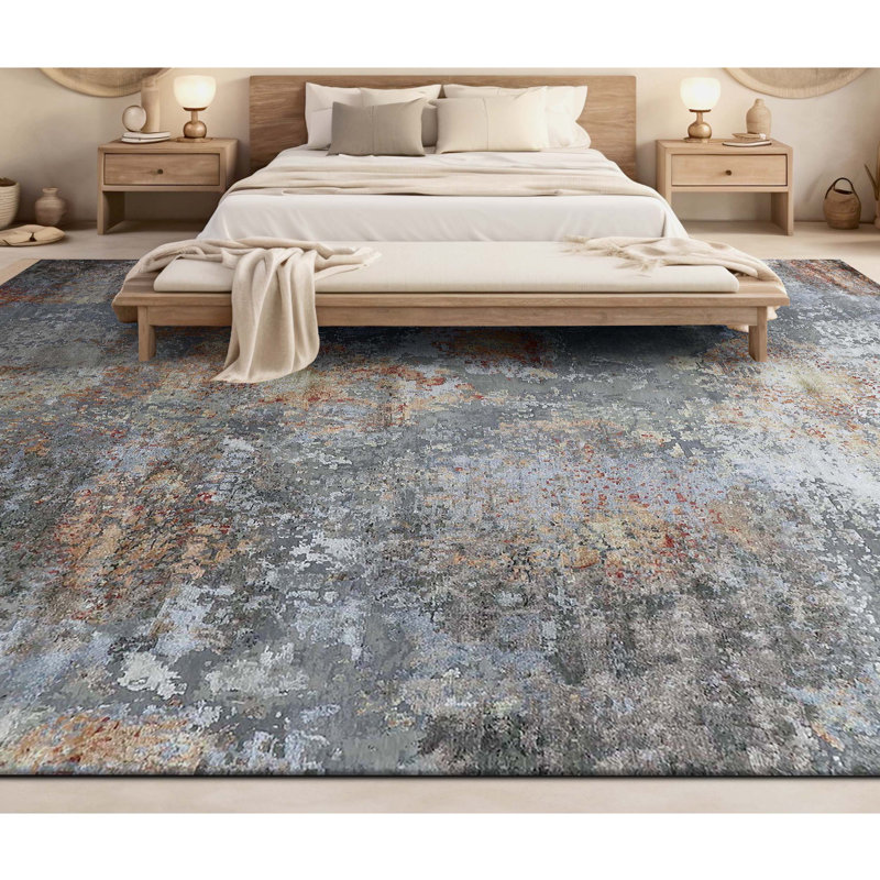 Abstract Area Rug in Red, Rectangle 12' x 15'