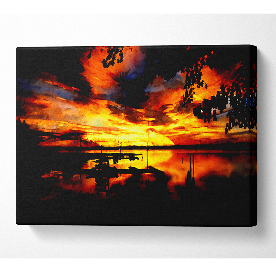 Piers Fire Glow - Kunstdrucke auf Leinwand - Wrapped Canvas