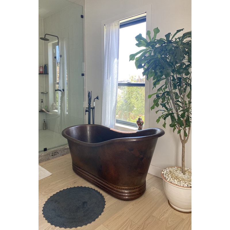 67" Hammered Copper Single Slipper Bathtub