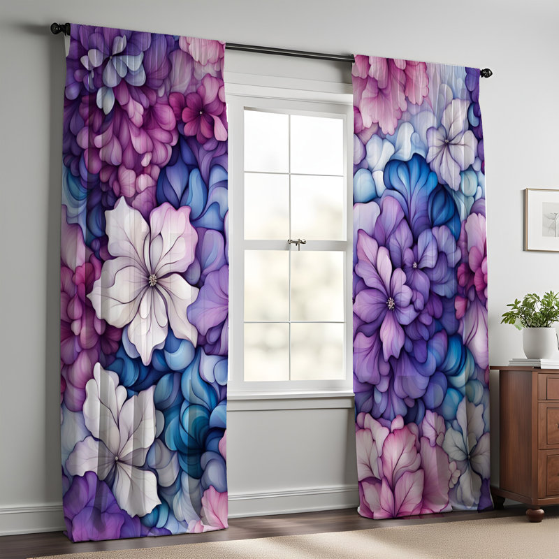 Paire de rideaux semi-transparents en polyester Elerte, L 20 po x L 82 po