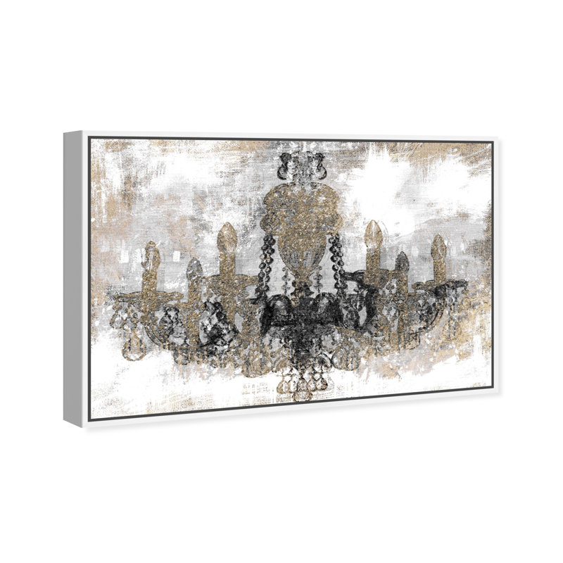 Luxury Night Diamonds Classic Chandeliers - Impression sur toile, Toile blanche encadrée, H 16 po x l 24 po