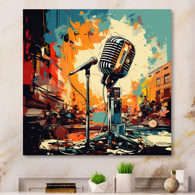 Popart Microphone Harmony I - Fruits Wall Art, 36" H x 36" W x 1.5" D, Wrapped Canvas