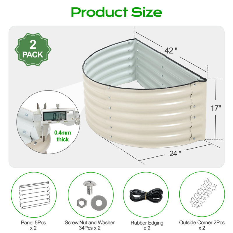 Pannu Metal D-Shaped Raised Garden Bed