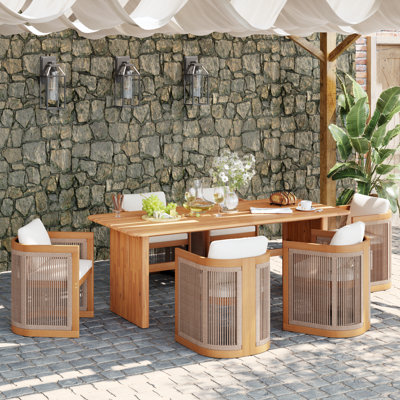 Januita Outdoor Acacia Wood Dining Set