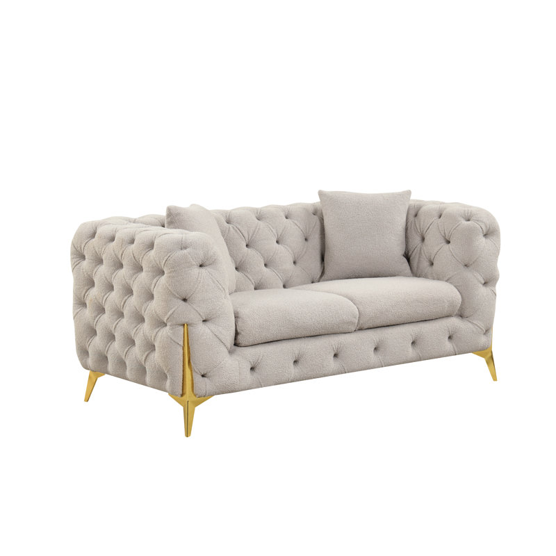 Moorehead 67.32" Boucle Fabric Loveseat, Light Gray Boucle Fabric